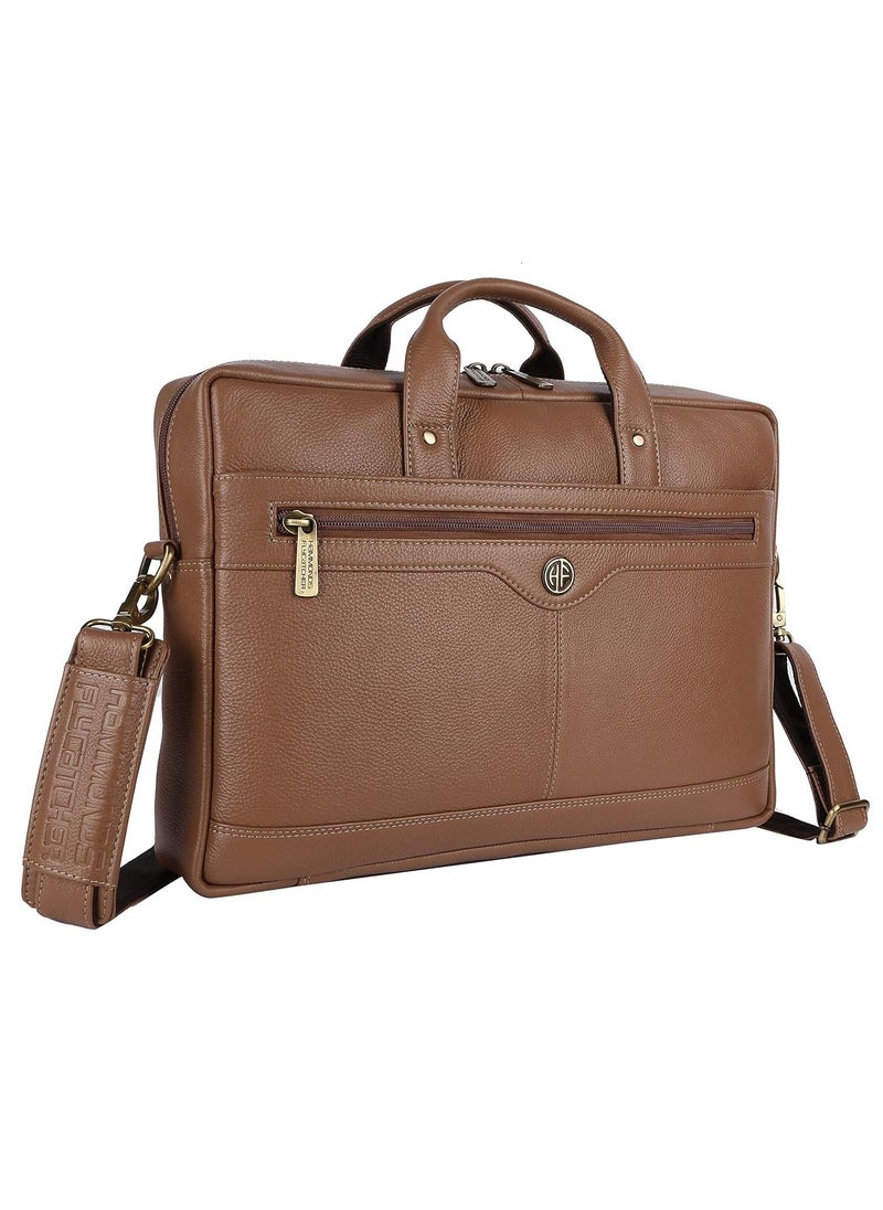 HAMMONDS FLYCATCHER Laptop Bag for Men - Leather Office Bag with Multiple Compartments - Fits 14/15.6/16 Inch Laptop Bag - Messenger and Shoulder Bag for Travel - Water Resistant - Burlywood  - Image 1