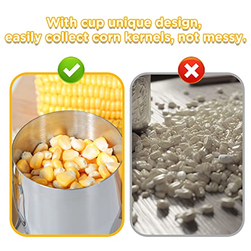 YYP Corn Cutter Peeler, Corn Cob Stripper with Cup [No Splatters or Mess], 304 Stainless Steel Corn on the Cob Remover Kitchen Tool, Corn Kernel Shucker Separator Slicer with Serrated Sharp Blade - Image 4