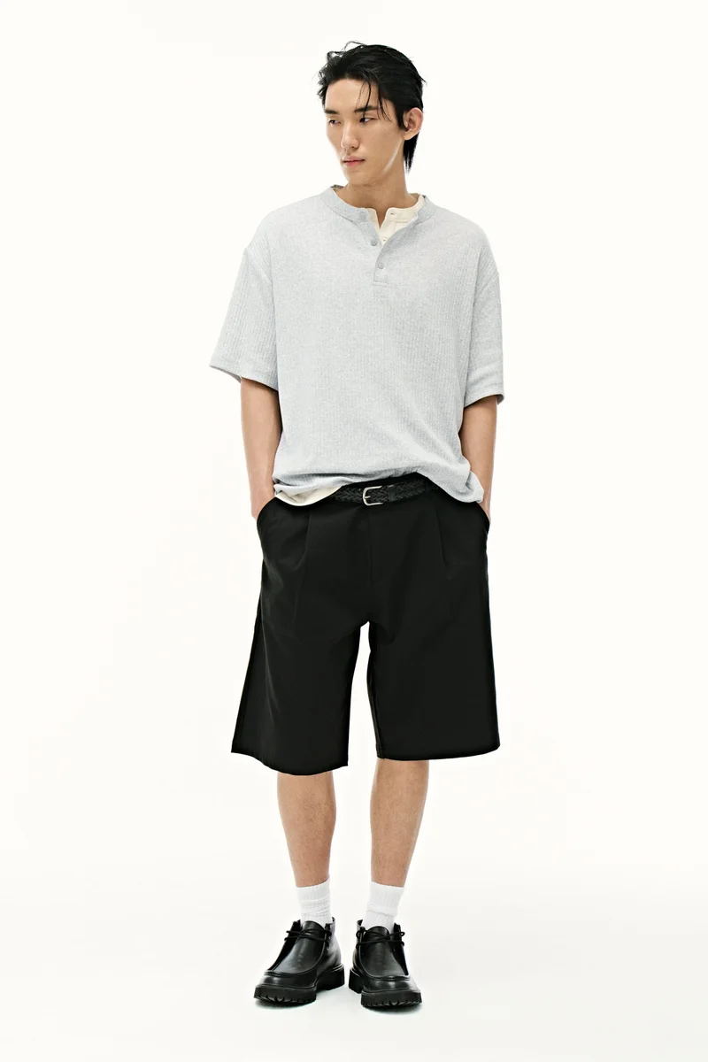 H&M  Loose Fit Henley top for Men | Best Price UAE