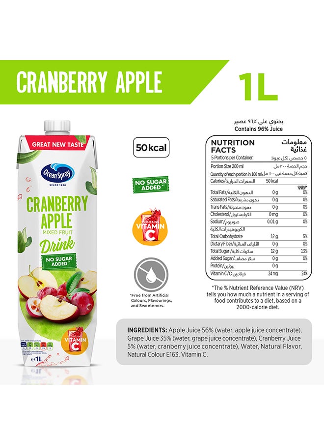 Ocean Spray - Cranberry Apple Mixed Fruit Drink With No Added Sugar 1L - Image 1