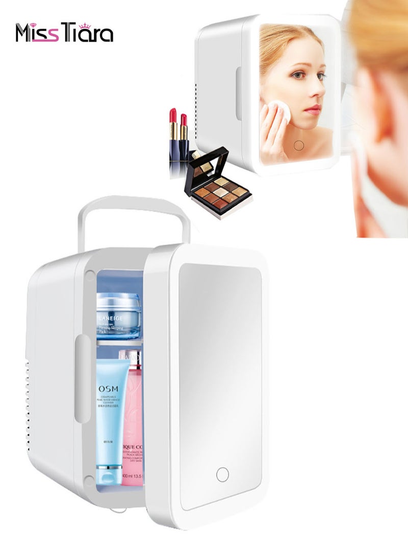 MissTiara 4 Liter Mini Cosmetic Beauty Refrigerator with Mirror AC/DC Thermoelectric Cooling Insulated Refrigerator for Skin Care Cosmetic Beverage Baby Food Bedroom Car Use - Image 1