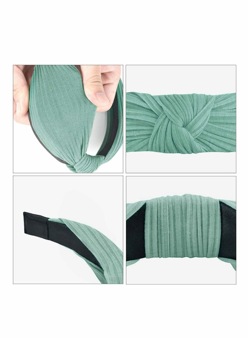 Loquat Headband for Women, Knotted Wide Headbands Turban Cross Knot Hair Bands Elastic Accessories, Green - Image 5