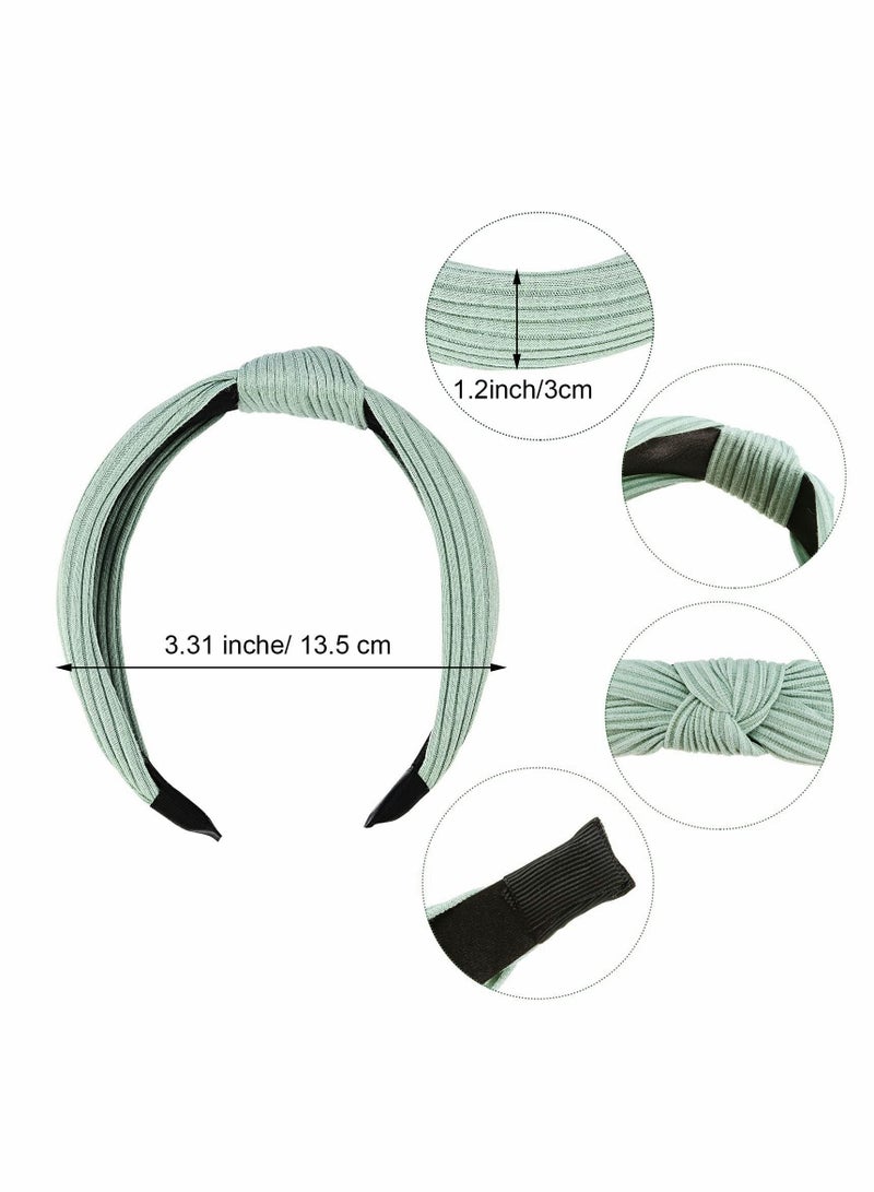 Loquat Headband for Women, Knotted Wide Headbands Turban Cross Knot Hair Bands Elastic Accessories, Green - Image 2
