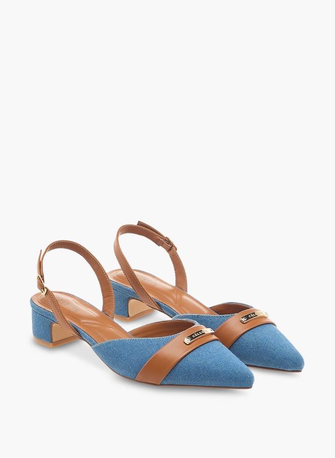 Celeste Women's Pointed Toe Block Heeled Shoes with Buckle Closure - Image 3