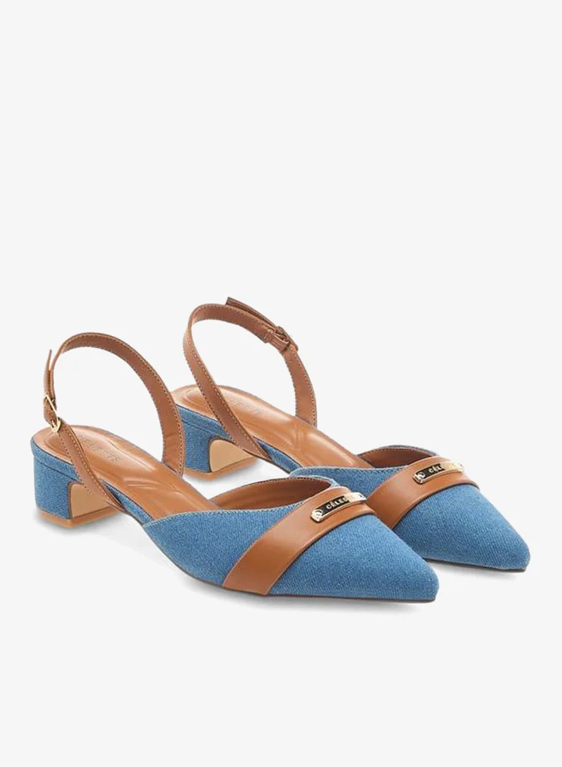 Celeste Women's Pointed Toe Block Heeled Shoes with Buckle Closure