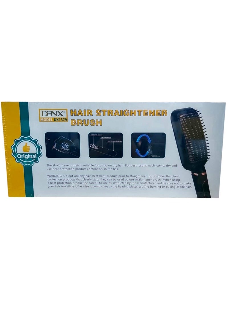 Denx Hair Straightener Brush Digital Display 30 Second Heating Speed ​​Black/Pink - Image 4