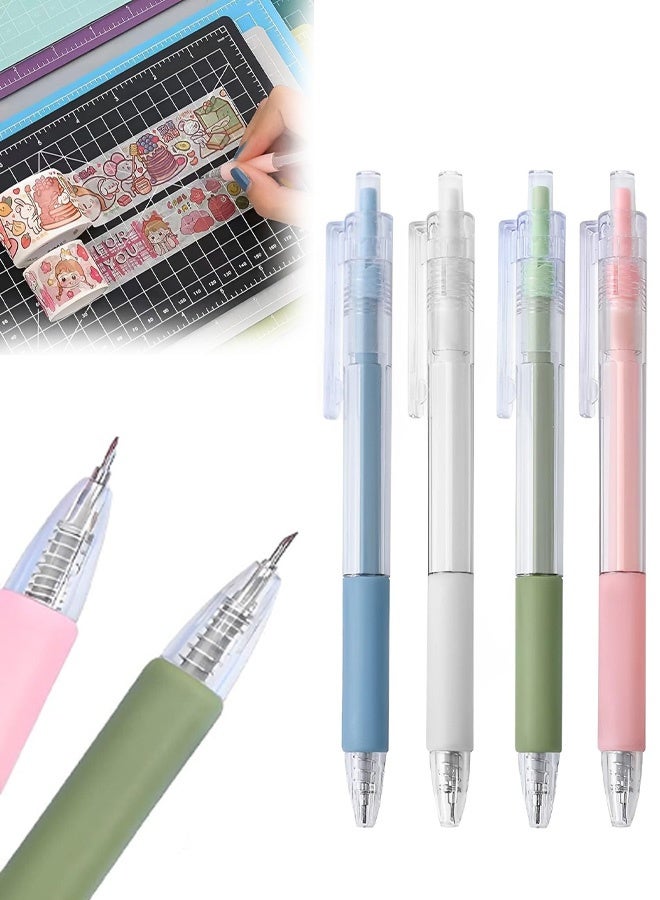 4 قطع من سكاكين الحرف اليدوية وقلم/سكين فني وقلم/سكين قص ورق وأدوات نحت فنية رائعة وقاطعة لفافات ورقية لأعمال سكرابوكينغ والحرف الورقية - Image 1