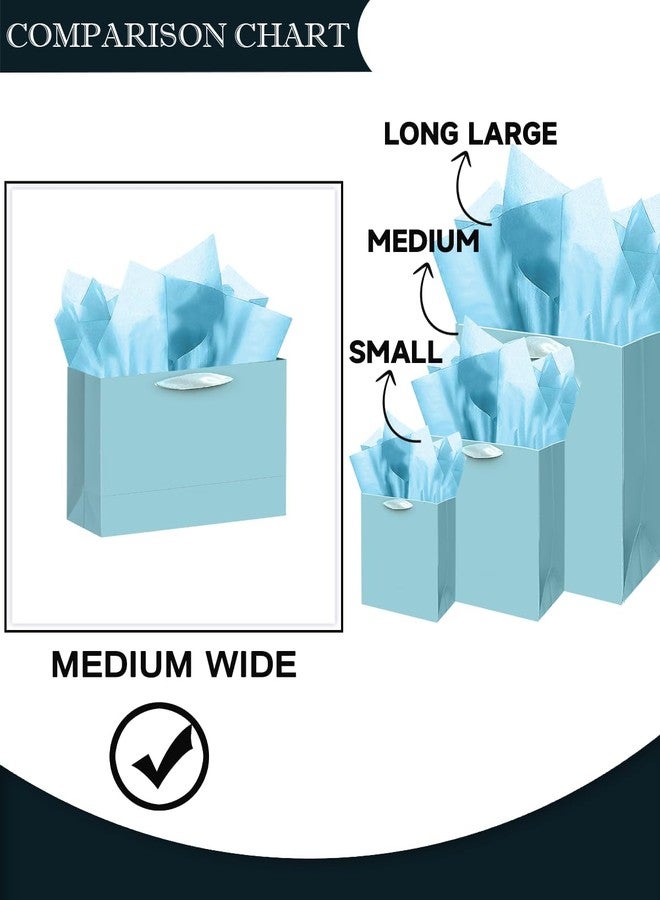 qiqee 24PCS Lake Blue Gift Bags with Ribbon Handles 9.6"x7.9"x4.3" Medium Size Gift Bags (Tissue Paper included, Medium Wide - Image 4