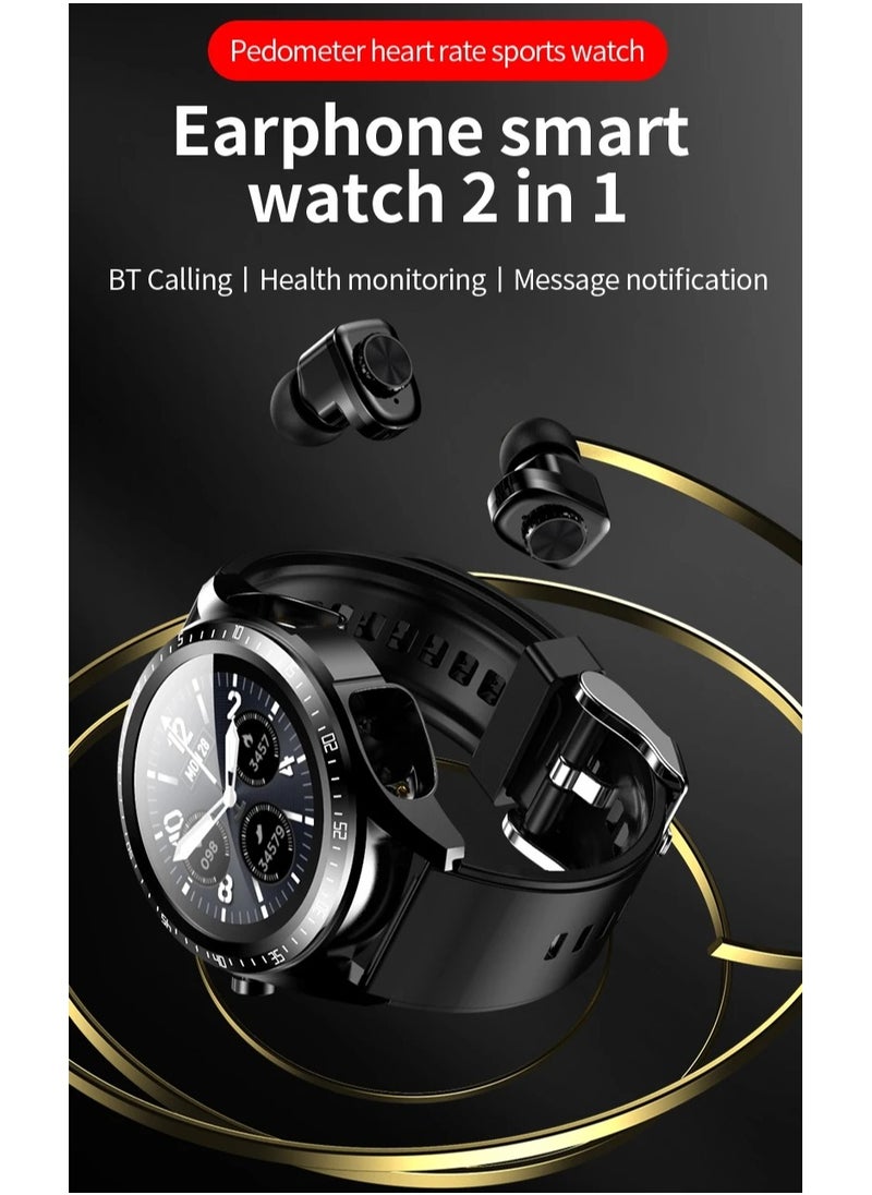 JM03 Smart Watch Men TWS Earphones Bluetooth Call Music Control Blood Pressure Detection Smartwatch Android IOS