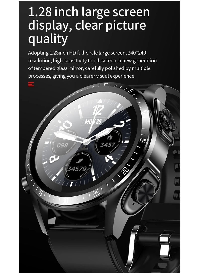 JM03 Smart Watch Men TWS Earphones Bluetooth Call Music Control Blood Pressure Detection Smartwatch Android IOS