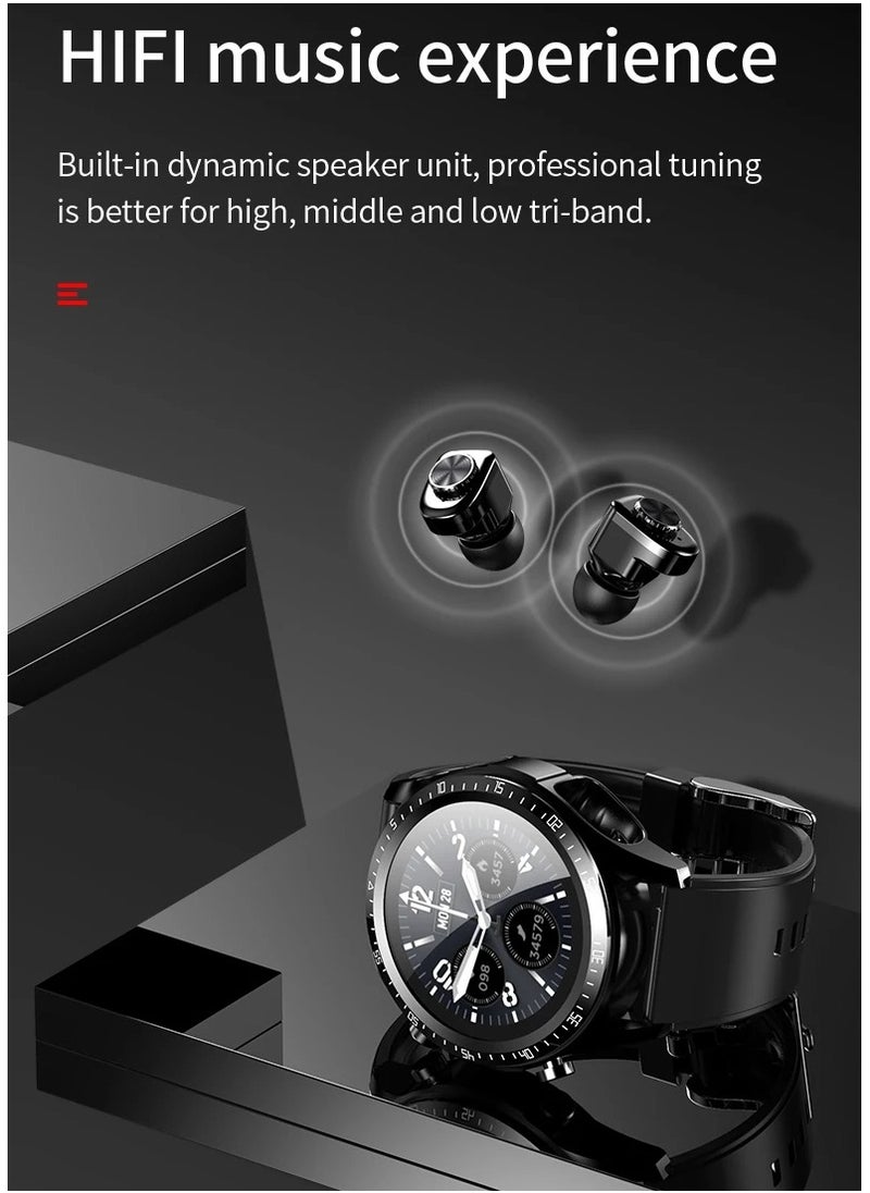 JM03 Smart Watch Men TWS Earphones Bluetooth Call Music Control Blood Pressure Detection Smartwatch Android IOS