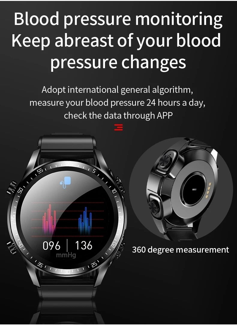 JM03 Smart Watch Men TWS Earphones Bluetooth Call Music Control Blood Pressure Detection Smartwatch Android IOS