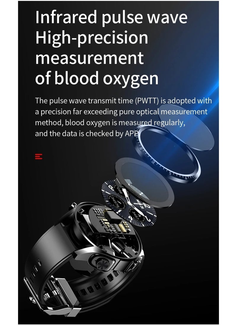 JM03 Smart Watch Men TWS Earphones Bluetooth Call Music Control Blood Pressure Detection Smartwatch Android IOS