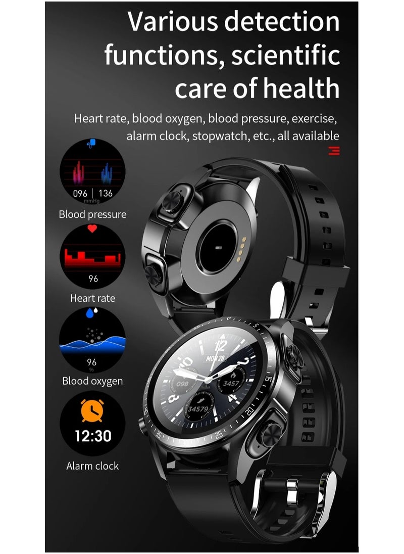 JM03 Smart Watch Men TWS Earphones Bluetooth Call Music Control Blood Pressure Detection Smartwatch Android IOS