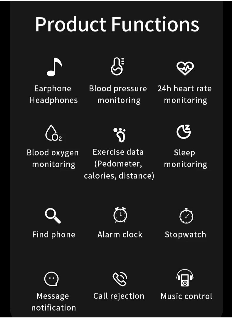 JM03 Smart Watch Men TWS Earphones Bluetooth Call Music Control Blood Pressure Detection Smartwatch Android IOS