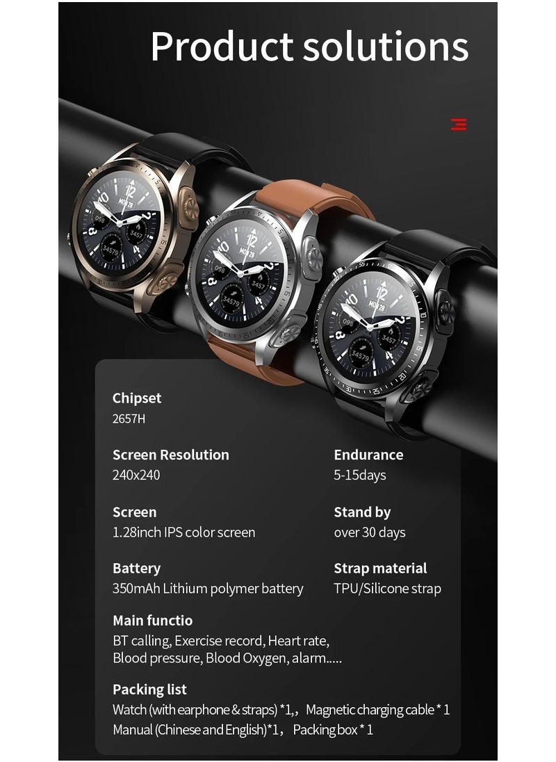 JM03 Smart Watch Men TWS Earphones Bluetooth Call Music Control Blood Pressure Detection Smartwatch Android IOS