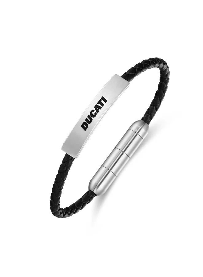 دوكاتي Trail Black Leather Braided Bracelet for Men