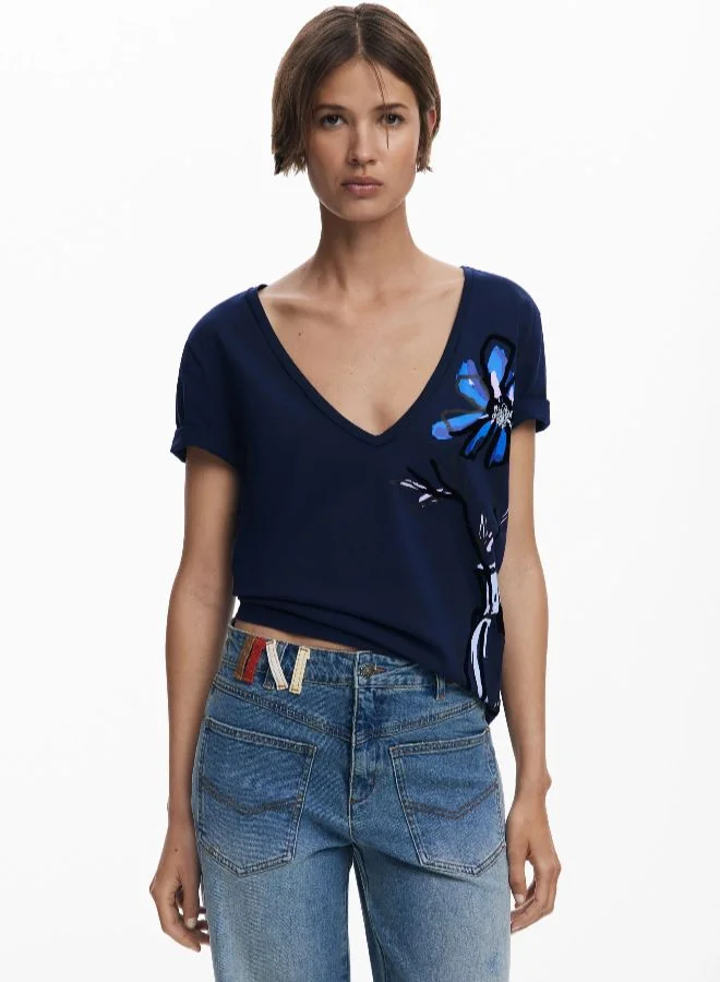 DESIGUAL Vase V-Neck T-Shirt