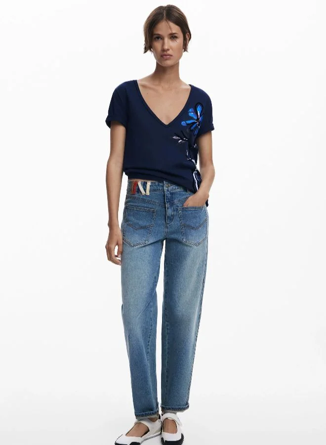 DESIGUAL Vase V-Neck T-Shirt