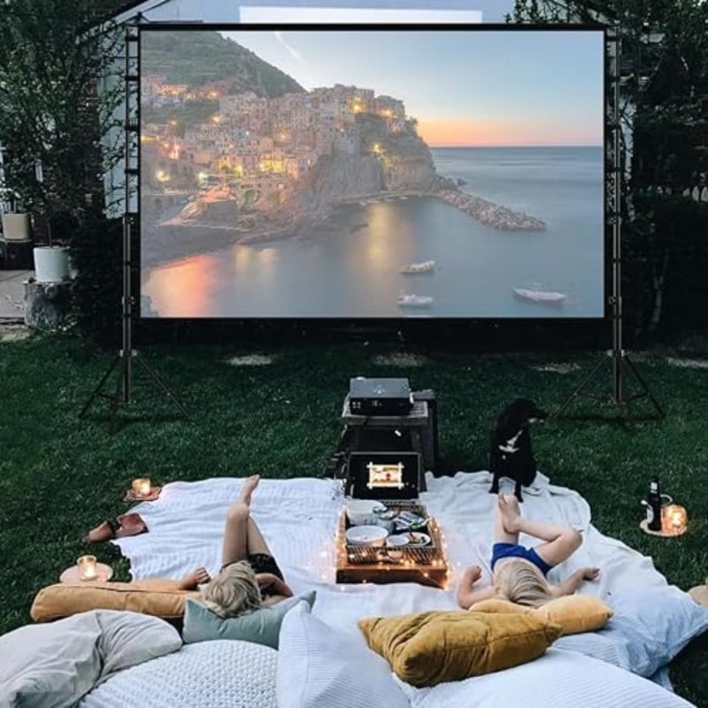 Projector Screen with Stand 120 Inch, Portable Foldable Projection Screen 4K HD Wrinkle-Free Movie Screen, Indoor Outdoor Home Theater Backyard Cinema with Carry Bag - Image 4
