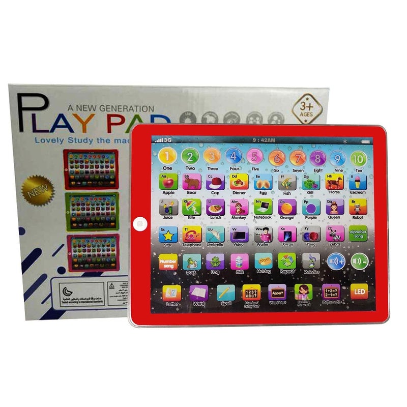Toddler Learning Tablet: 7-Inch Red ABS Interactive Pad - Fun Music & Multi-Skill Learning Electronic Toy for Preschool Boys, Girls & Kids Aged 2-5 - Image 3
