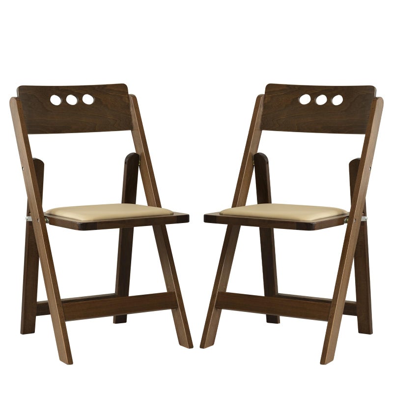 GTNSAFP Wooden Folding Chair with Soft Cushion, Simple and Stylish, Comfortable and Durable, Suitable for Weddings, banquets and Events,no Assembly Required,Round Hole Fruitwood, Set of 2 - Image 1