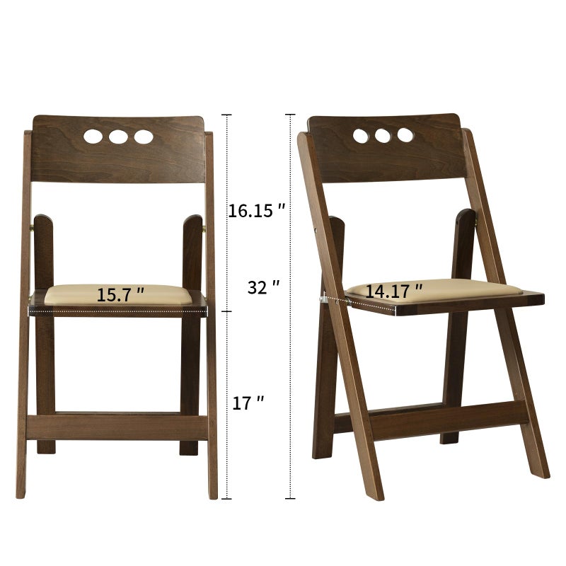 GTNSAFP Wooden Folding Chair with Soft Cushion, Simple and Stylish, Comfortable and Durable, Suitable for Weddings, banquets and Events,no Assembly Required,Round Hole Fruitwood, Set of 2 - Image 5
