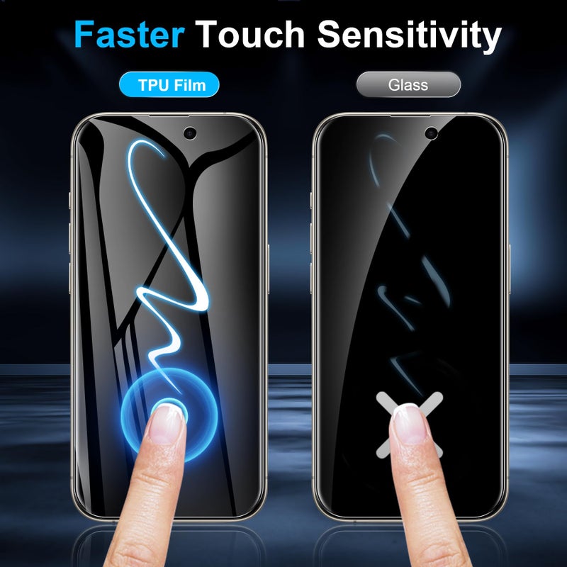 LYWHL 2 Pack for iPhone 16 Pro Max Privacy Screen Protector [Like Original Touch Sensitivity], Anti-Spy Private iPhone 16 Pro Max Film [Non-Glass], Case Friendly, Scratch-Resistant, Self-Healing - Image 2