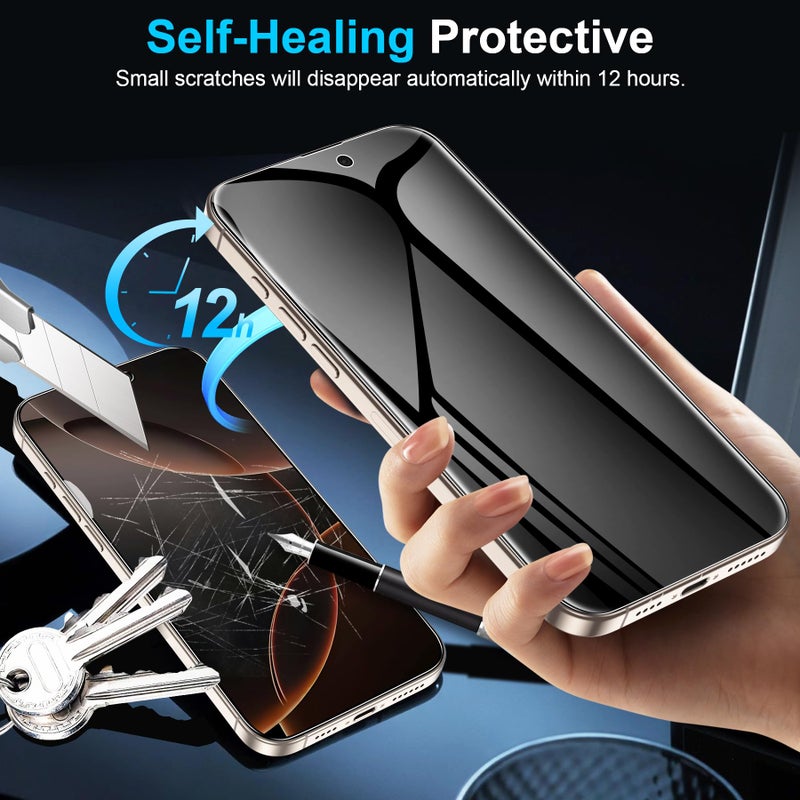 LYWHL 2 Pack for iPhone 16 Pro Max Privacy Screen Protector [Like Original Touch Sensitivity], Anti-Spy Private iPhone 16 Pro Max Film [Non-Glass], Case Friendly, Scratch-Resistant, Self-Healing - Image 4