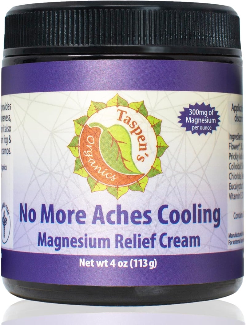 Taspen's Organics Taspens Organics Magnesium No More Aches Cooling Cream  Muscle Relief Sore Muscles  PostWorkout Recovery  Natural Comfort for Tension  Cramps  Made in USA 4 oz 