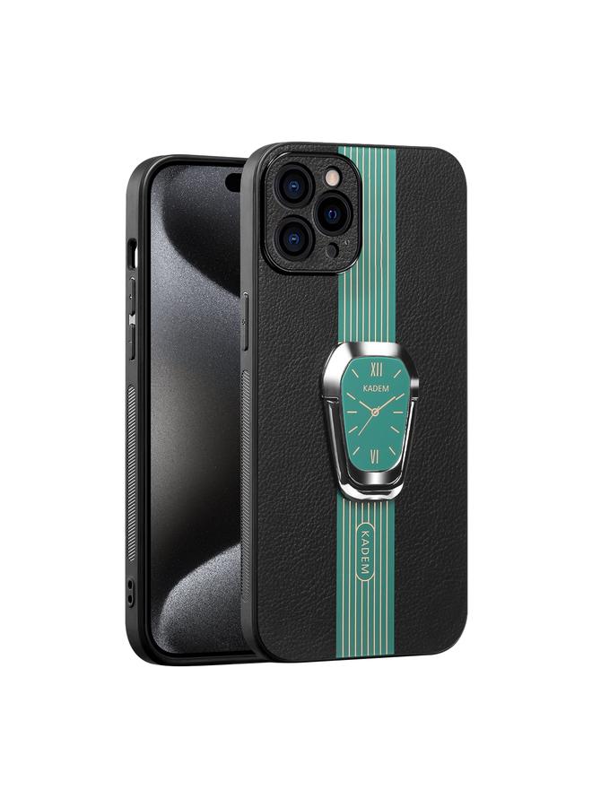 S-TOP Case For iPhone 15 Pro Magnetic Litchi Leather Back Phone Case with Holder - Image 1