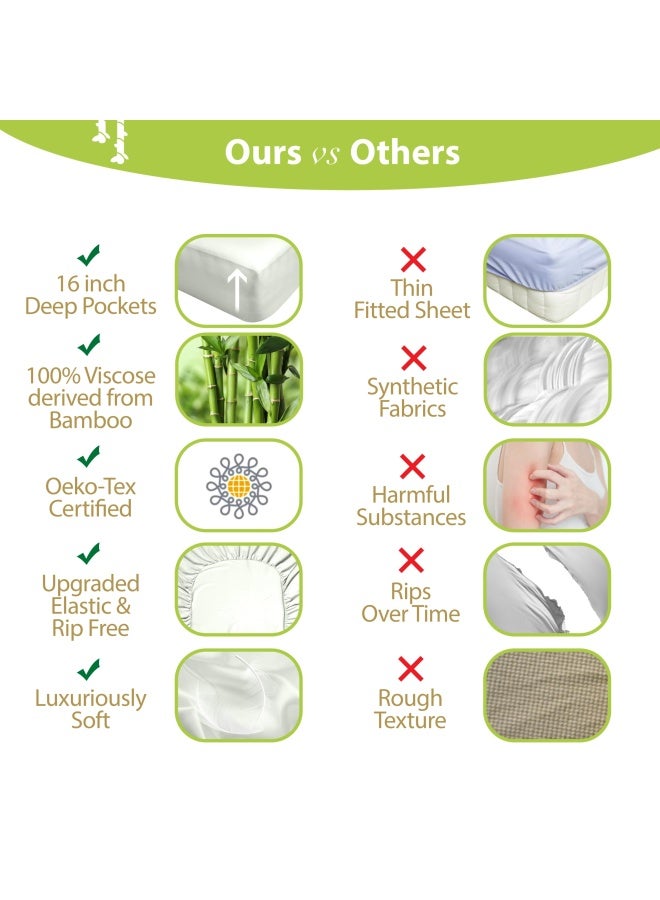 Bamboo Sheets Full 100 Viscose From Bamboo 4Pc Set Super Soft Cooling Sheets Up To 16 Deep Pocket Luxury Series 1 Flat Sheet 1 Fitted Sheet 2 Pillowcases Full Seaglass  - Image 5