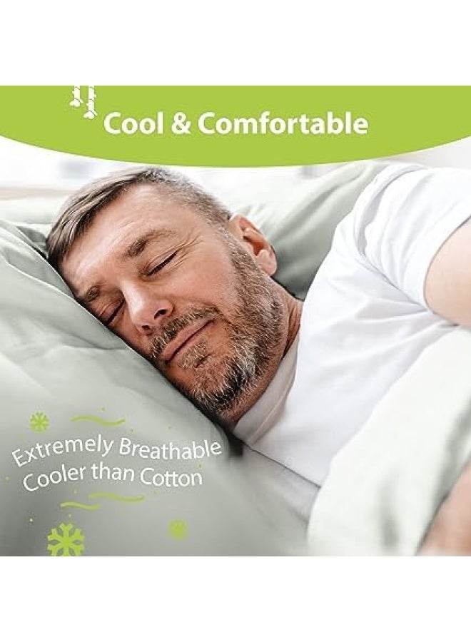 Bamboo Sheets Full 100 Viscose From Bamboo 4Pc Set Super Soft Cooling Sheets Up To 16 Deep Pocket Luxury Series 1 Flat Sheet 1 Fitted Sheet 2 Pillowcases Full Seaglass  - Image 3