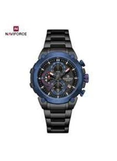 NF8071 Men's Chronograph Watch – Black & Blue Stainless Steel, Sporty Luxury Design, Waterproof