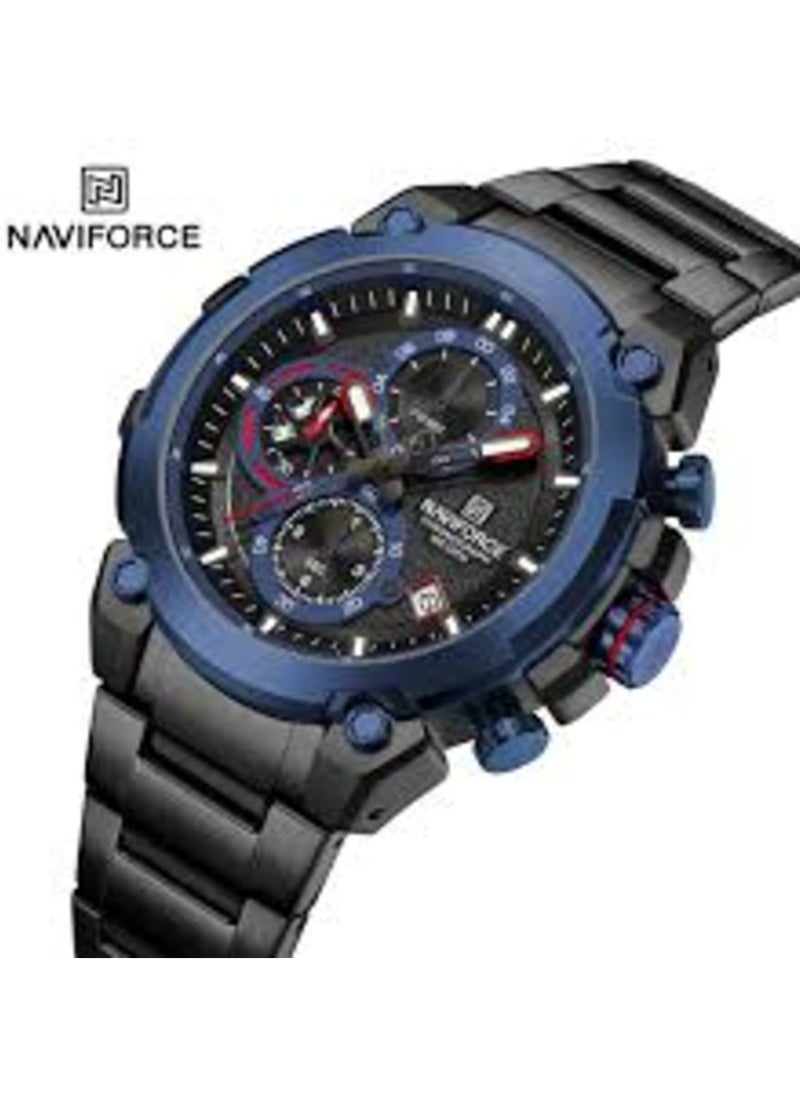 NAVIFORCE - NF8071 Men's Chronograph Watch – Black & Blue Stainless Steel, Sporty Luxury Design, Waterproof - Image 1