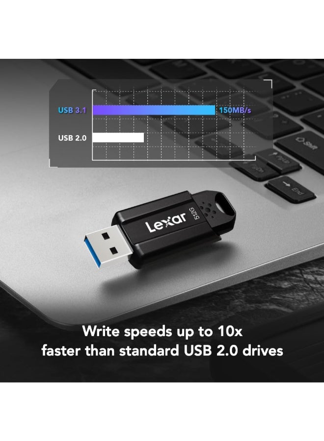 Lexar 256GB JumpDrive S80 USB 3.2 Gen 1 Flash Drive for Storage Expansion and Backup, Up to 150MB/s Read, Black (LJDS080256G-BNBNU) - Image 4