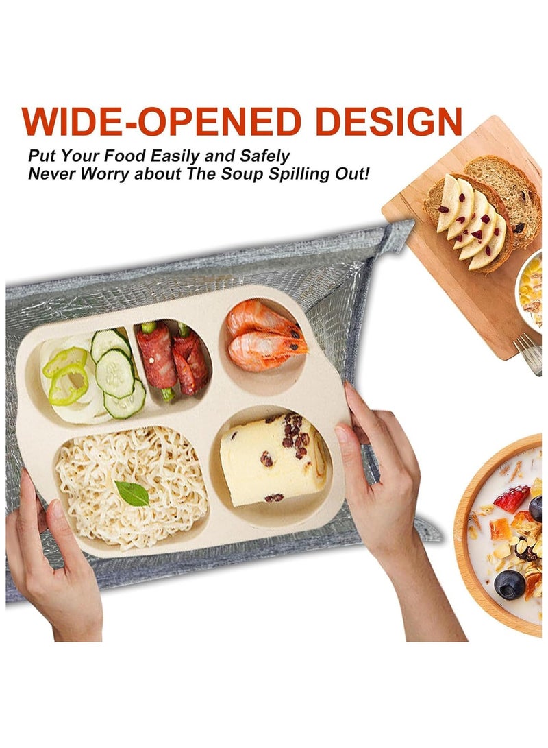 حقيبة غداء، حقيبة غداء معزولة للنساء والرجال والأطفال، حقيبة غداء معزولة قابلة لإعادة الاستخدام، حقيبة غداء بسيطة مانعة للتسرب، حقيبة غداء معزولة، للمكتب أو العمل أو المدرسة أو النزهة أو السفر (رمادي) - Image 5