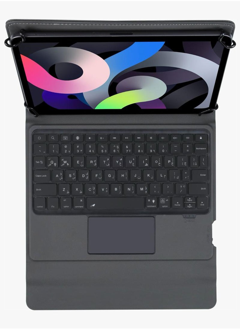 Protect - Universal Keyboard Leather Case Stand Cover with Trackpad for Windows Android iOS Smartphone Fits most 7-11" Tablets | WR200 - Image 1