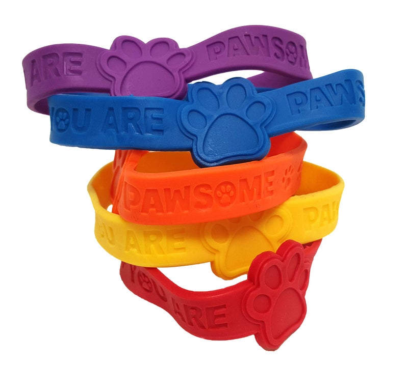 Dondor Paw Print Rubber Bracelets, 'You are Pawsome' Rubber Bracelet Party Favors (YOU ARE PAWSOME - 24 Pack) - Image 3