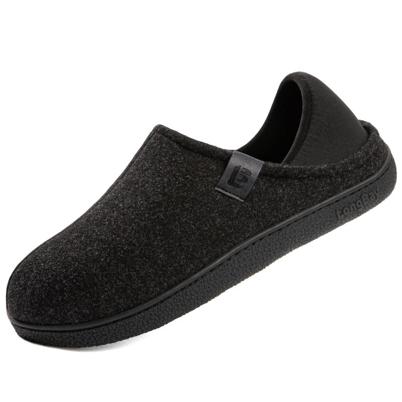 LongBay Mens Slippers with Removable Supportive Insole Slip on Casual House Shoes for Indoor Outdoor Bedroom Garden Black, 11 - Image 1