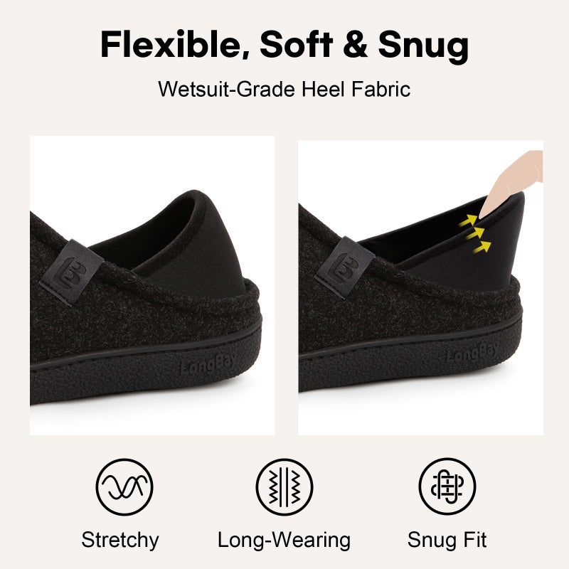LongBay Mens Slippers with Removable Supportive Insole Slip on Casual House Shoes for Indoor Outdoor Bedroom Garden Black, 11 - Image 4