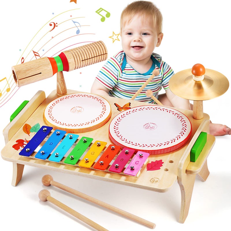 Wingyz Kids Drum Set for Toddlers Baby Music Instruments 7 in 1 Montessori Preschool Musical Toys Children Drum kit Xylophone Tambourine Birthday Gifts for Boys and Girls - Image 4