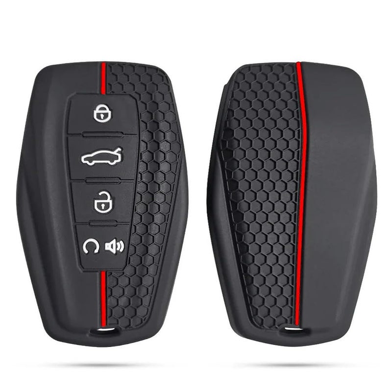 Generic Odongk Silicone Car Key Fob Cover Case For G-eely Coolray X6 Emgrand Global Hawk GX7 Remote Car Accessories Shell Key Holder Set-type A black red - Image 1