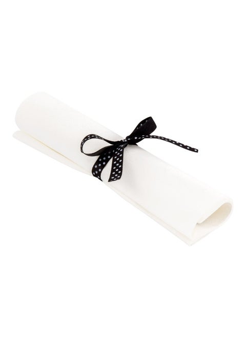 7.3 Inch x 2 Inch Disposable Cutlery Sets, 100 Plastic Flatware Sets - Polka Dot Ribbon, Individually Wrapped With White Napkin, Black Plastic Silverware Sets, For Weddings And Events