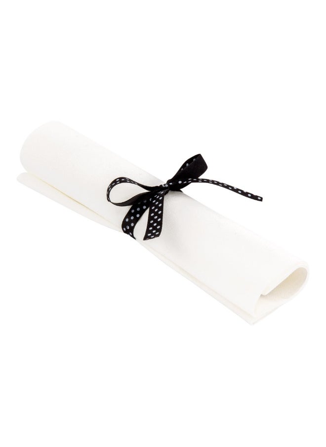 7.3 Inch x 2 Inch Disposable Cutlery Sets, 100 Plastic Flatware Sets - Polka Dot Ribbon, Individually Wrapped With White Napkin, Black Plastic Silverware Sets, For Weddings And Events