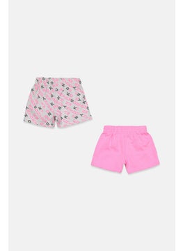 DKNY Toddlers Girl 2 Pcs Pull On Allover Printed Short, Pink and Grey  - Image 2