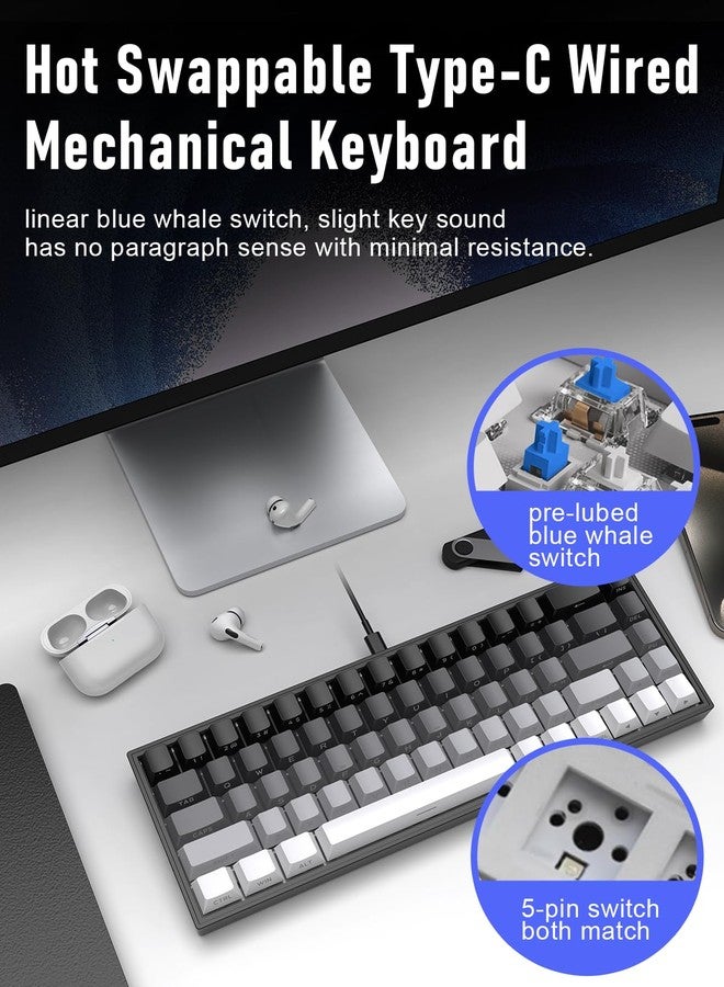 ZIPFORCE 68-Key Mechanical Keyboard, Blue Liner Switches, Type-C Wired Connection, Multi-Color Mixed Backlight, PBT Keycaps, 100 Million Keystroke Lifespan, Hot Swappable Compact Gaming Keyboard - Image 5
