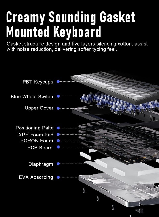 ZIPFORCE 68-Key Mechanical Keyboard, Blue Liner Switches, Type-C Wired Connection, Multi-Color Mixed Backlight, PBT Keycaps, 100 Million Keystroke Lifespan, Hot Swappable Compact Gaming Keyboard - Image 2
