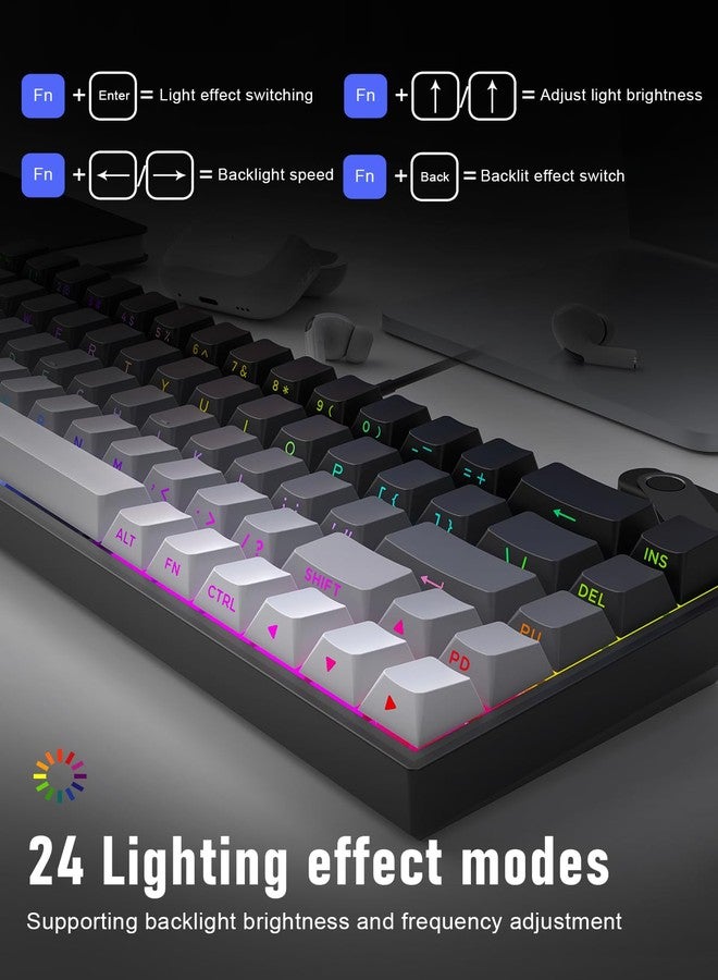 ZIPFORCE 68-Key Mechanical Keyboard, Blue Liner Switches, Type-C Wired Connection, Multi-Color Mixed Backlight, PBT Keycaps, 100 Million Keystroke Lifespan, Hot Swappable Compact Gaming Keyboard - Image 4