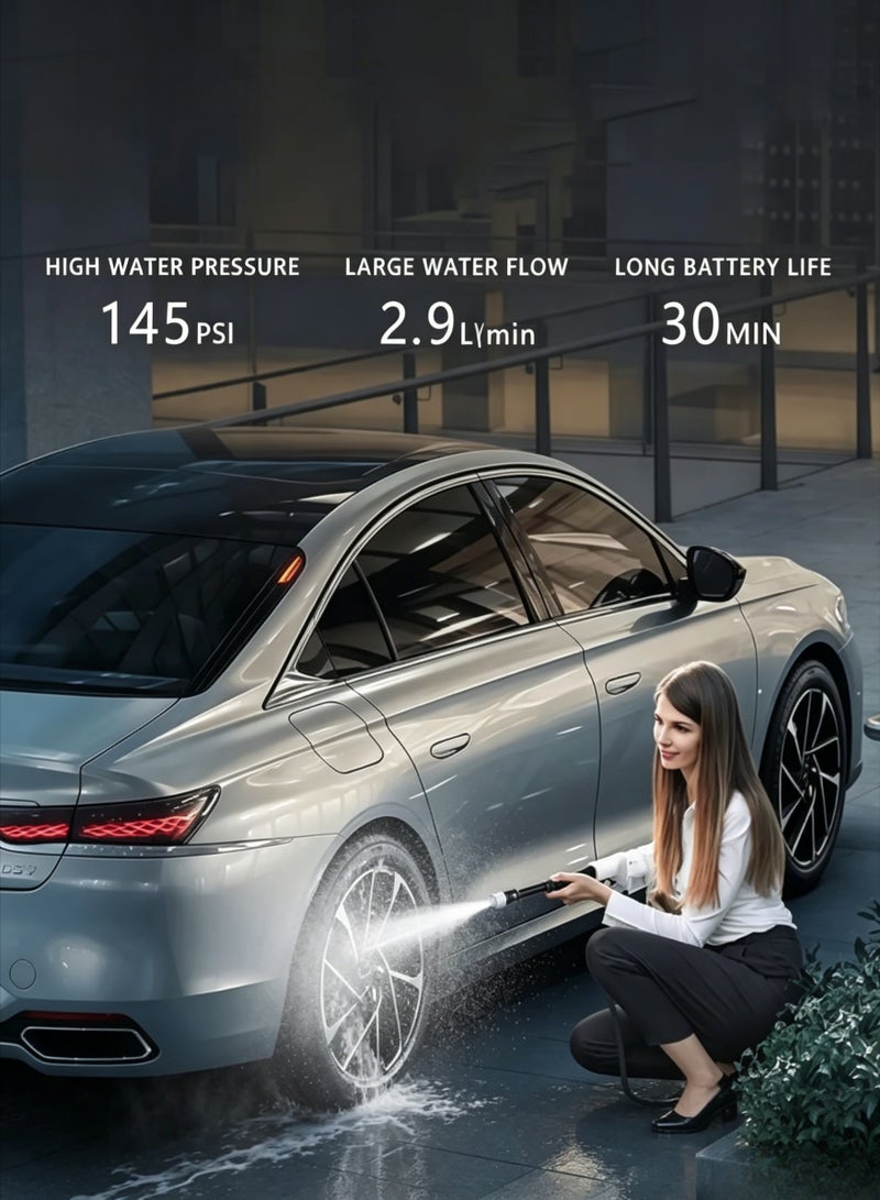 AETHER Portable Pressure Washer 48V | Cordless Car Wash Gun with Rechargeable Battery（Dual-electric） | High Pressure Cleaner with Foam Bottle Hose and Spray Nozzle for Car Floor Garden Cleaning - Image 2